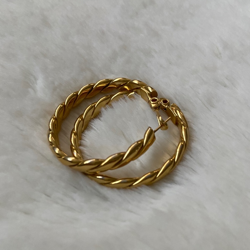 Vintage Monet gold hoop earrings